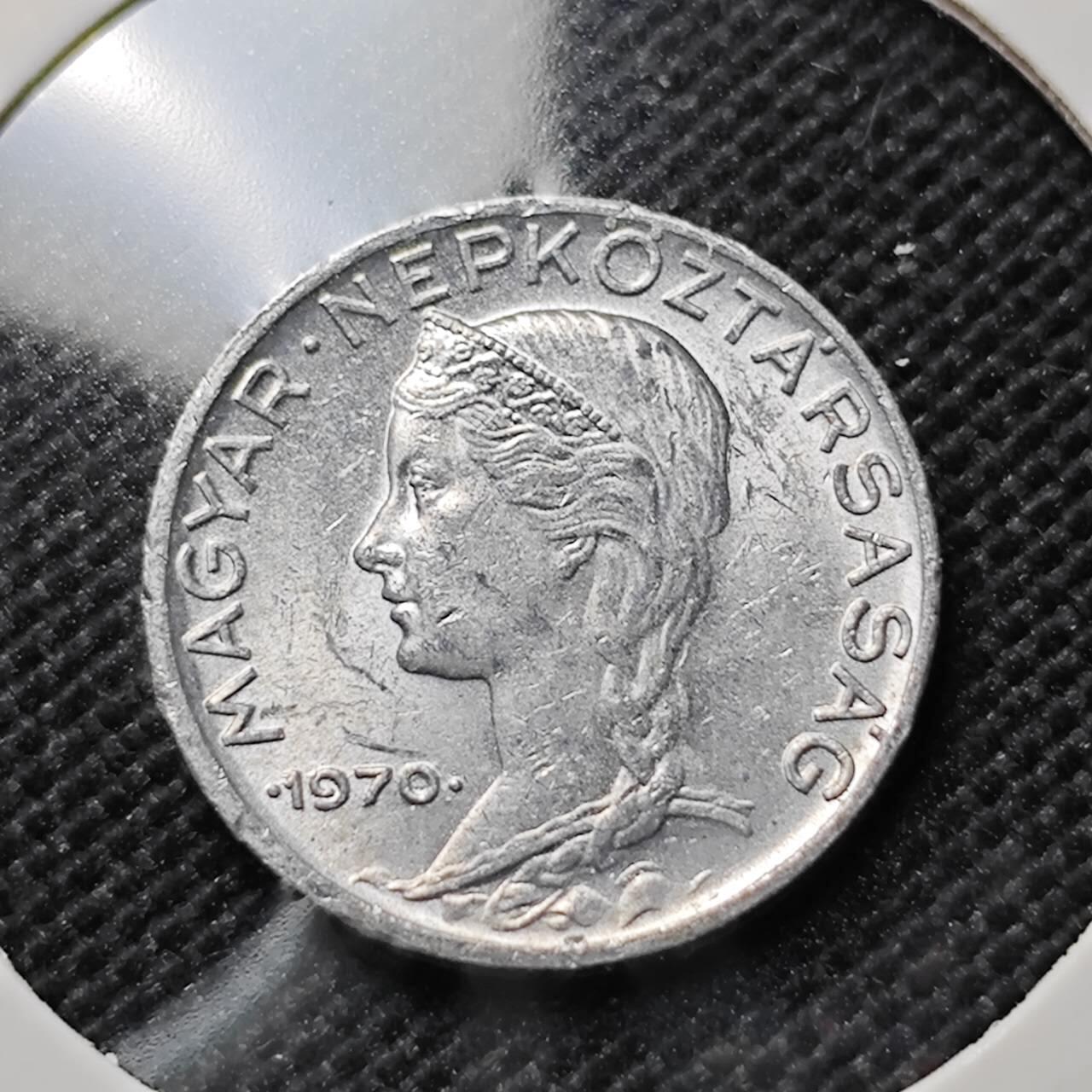 KK钱币收藏小铺  第412期 2月预留时间 周末发货 1970匈牙利5菲勒 少女