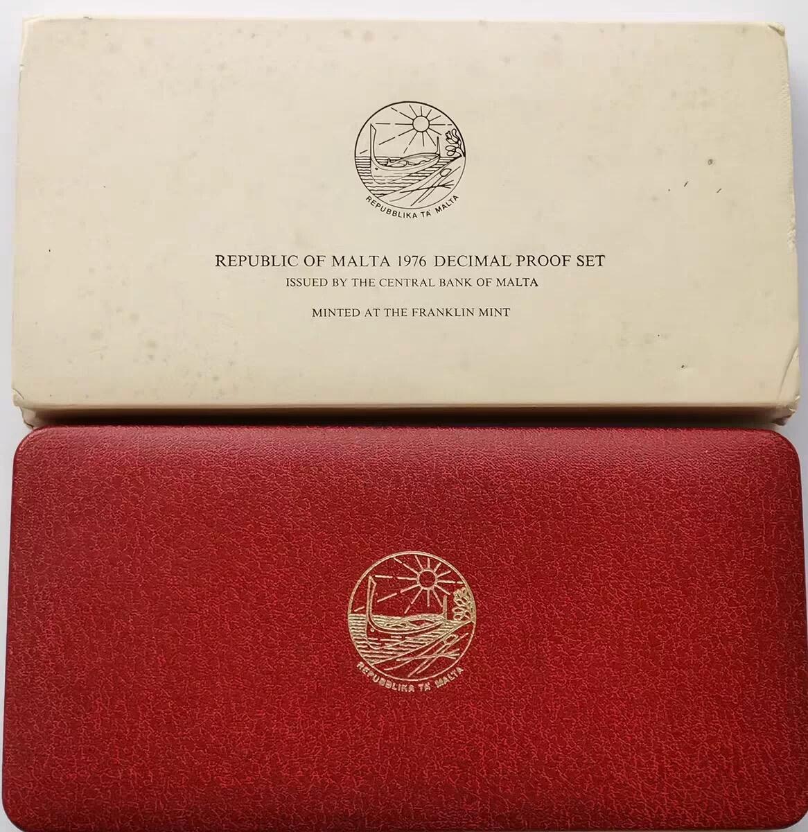 精品币专拍场 原盒证Proof-2 马耳他1976年精制硬币9枚套币全套1-2-3-5-10-50分