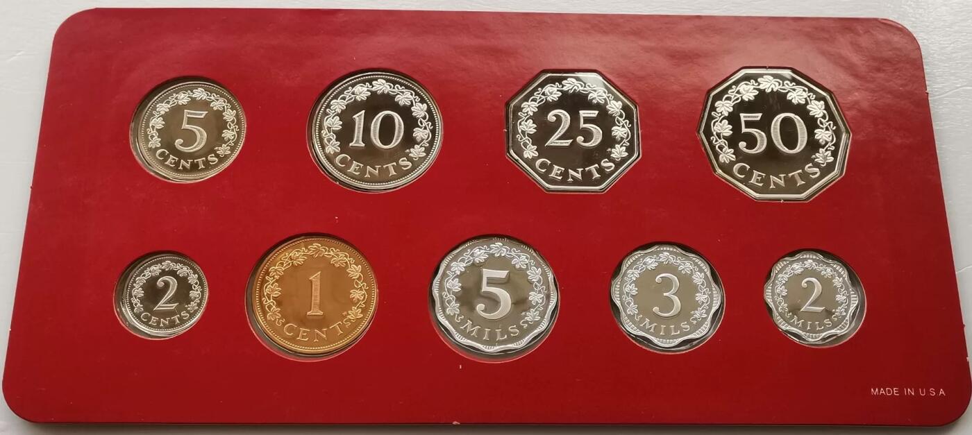 精品币专拍场 原盒证Proof-1 马耳他1976年精制硬币9枚套币全套1-2-3-5-10-50分