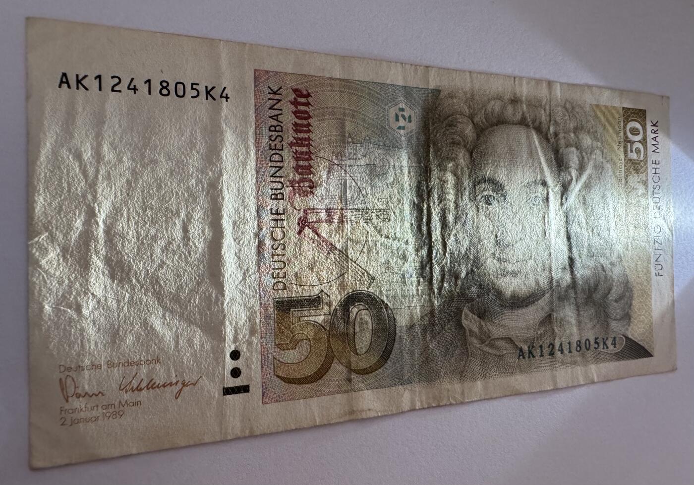 2026第6场（总第233期）：精品外钞、塑料钞靓号场  德国1989年版50马克（品如图）