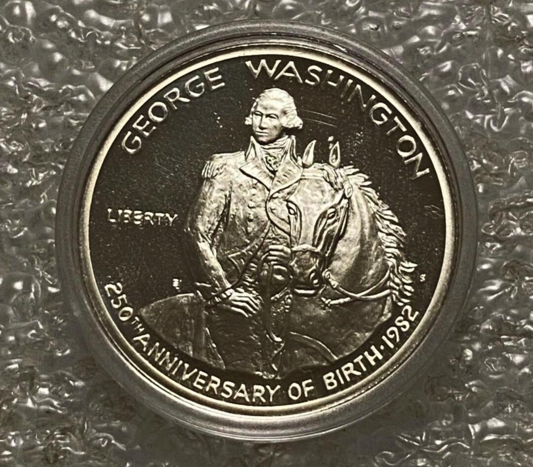 美国1982年半美元精制纪念银币.总统华盛顿诞辰250周年