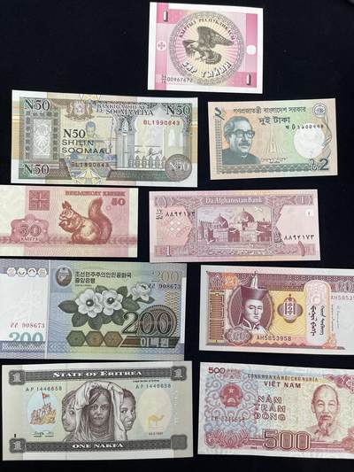 限时免佣！春季钱币邮票杂项专场拍卖-第二期 - 世界各地纸币一组 unc品相