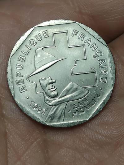 2026年第三十九场(总第二百零八场）外国好品散币场(免佣金) - 法国🇫🇷1993单年份2法郎(二战时期法国抵抗运动的核心领袖，让·穆兰逝世50周年纪念币)