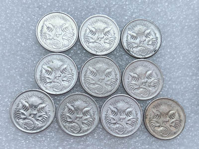 第一海外回流一元起拍收藏 散集专场  第310期 - 澳大利亚5分硬币 10枚 老年女王版 原光品