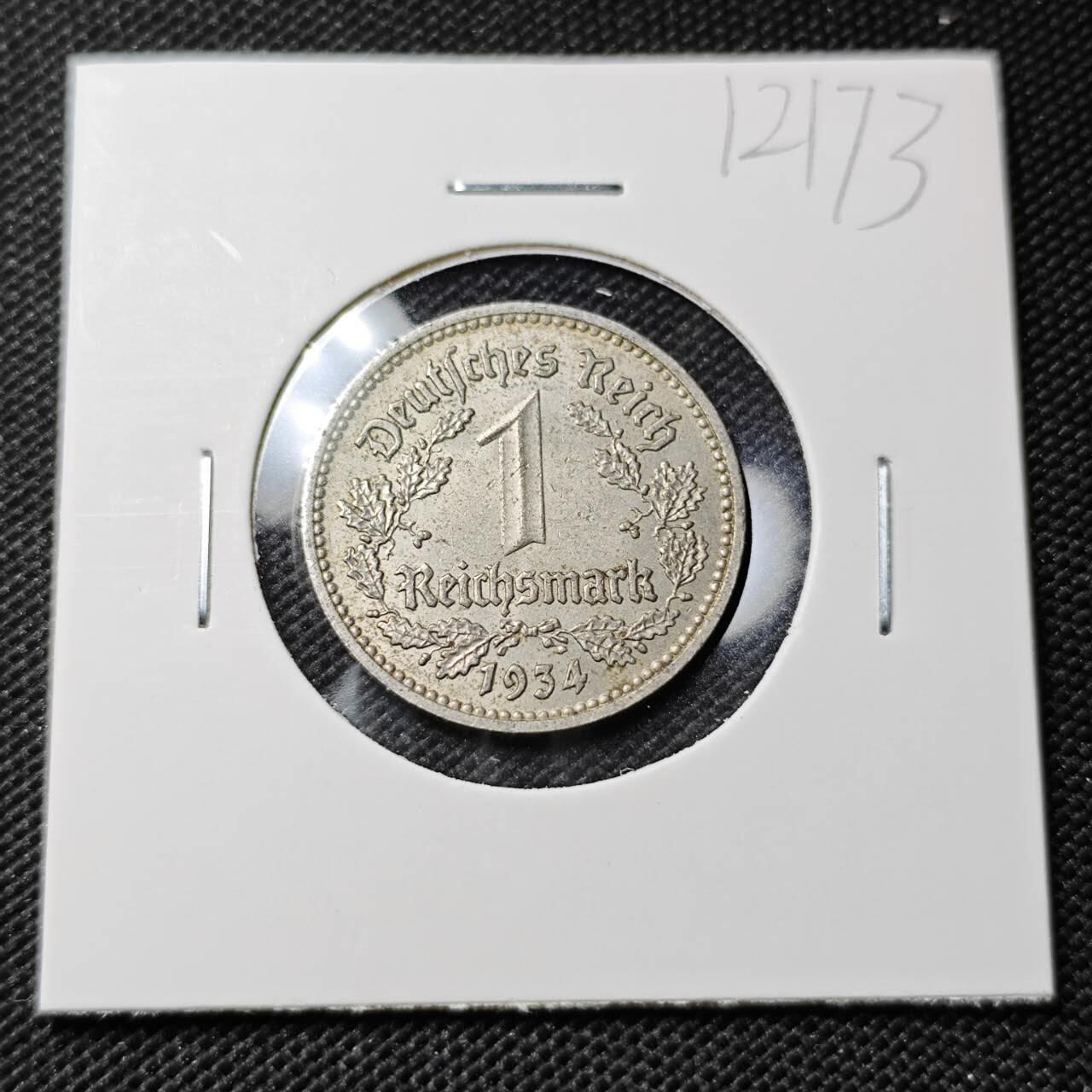 KK钱币收藏小铺  第412期 2月预留时间 周末发货 1934德国1马克 镍币