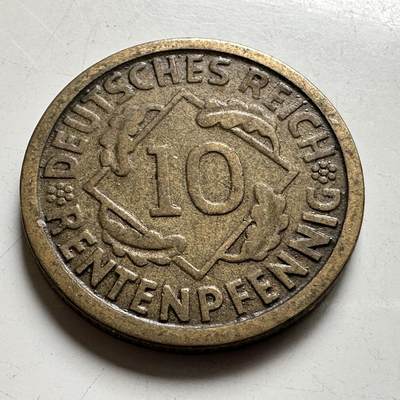 🌹外币初藏🌹🐯2026年第35场   每周二四六晚8️⃣点 接代拍 - 魏玛共和国 1924年 1 0 地租芬尼 铜币