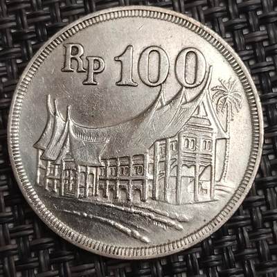 布加迪🐬～世界钱币(上海)🌾第 285 期 /  各国套币和散币 - 印度尼西亚🇮🇩 1973年 100卢比 厚版