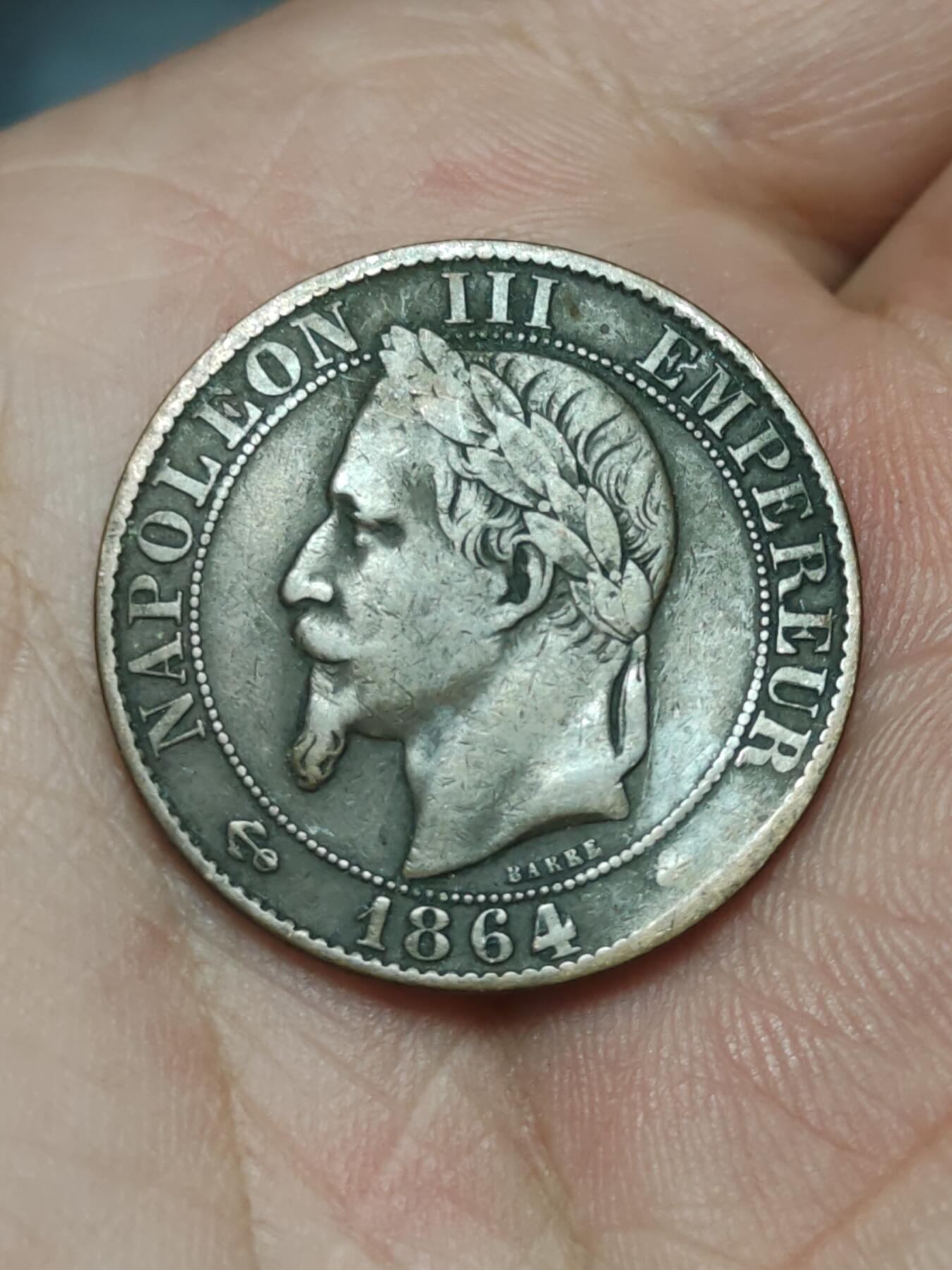 2026年第三十九场(总第二百零八场）外国好品散币场(免佣金) 轻微不平–法兰西第二帝国1864年5生丁(拿破仑三世第二版，BB标斯特拉斯堡造)