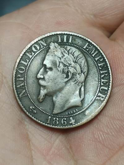 2026年第三十九场(总第二百零八场）外国好品散币场(免佣金) - 轻微不平–法兰西第二帝国1864年5生丁(拿破仑三世第二版，BB标斯特拉斯堡造)