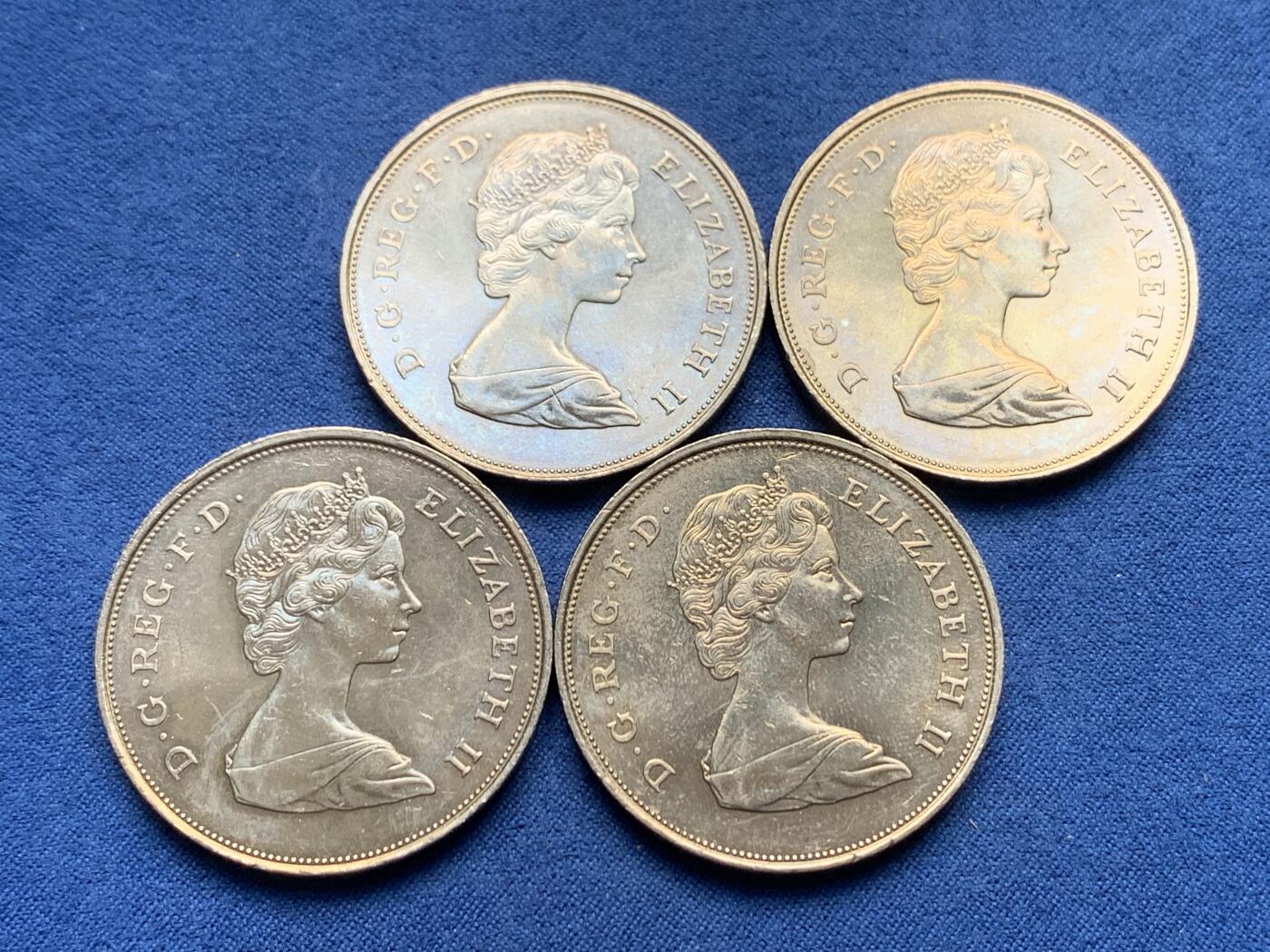 《竞宝斋》第476场 周日，周一 2场连拍 （全场包邮）欢迎送拍 四枚一组 英国 1981年 戴安娜王妃大婚纪念克朗，状态不错，光度也好