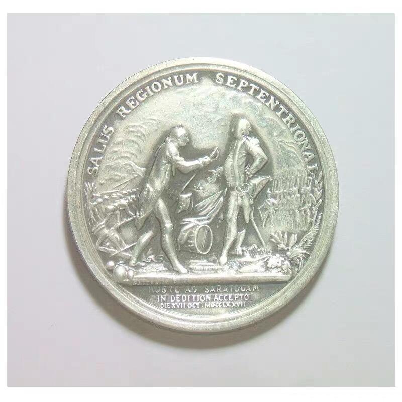 美国纪念1777年 盖茨将军萨拉托加战役高浮雕精制大铜章 40MM