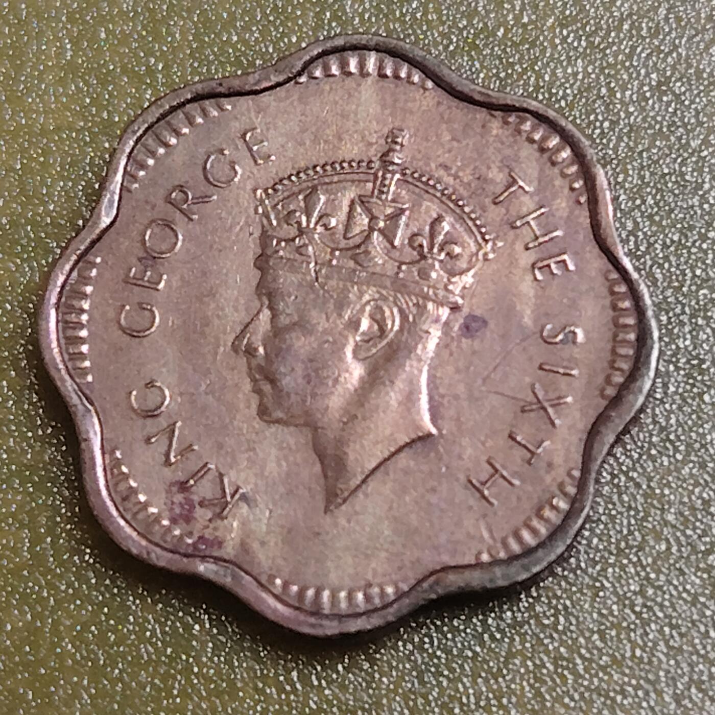 布加迪🐬～世界钱币(上海)🌾第 284 期 /  各国套币和散币 英属锡兰 1951年年 2分 乔治六世头像