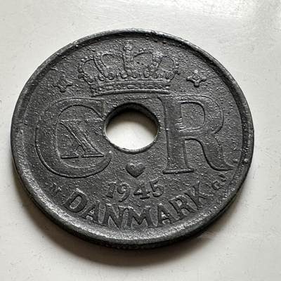 🌹外币初藏🌹🐯2026年第35场   每周二四六晚8️⃣点 接代拍 - 丹麦1945年25欧尔 锌币