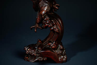 上海都达杂项专场103【全场包邮】  清代老黄杨木精雕《雄鹰展翅》摆件