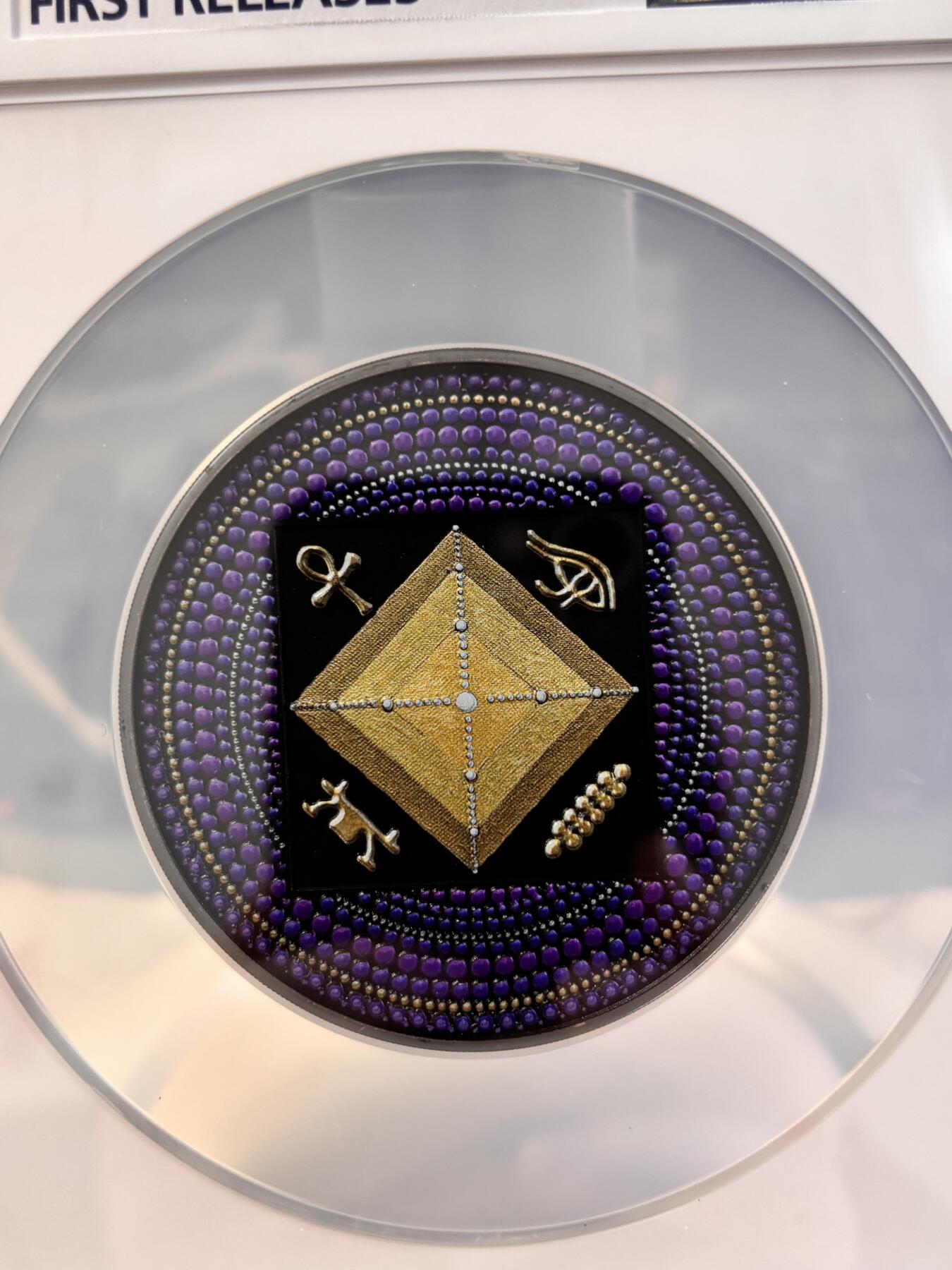 第196期拍卖 帕劳2022年点画埃及金字塔3盎司彩银币NGC-PF70首，999银，发行333枚