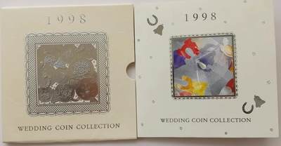 精品币专拍场 - 原装卡册-婚礼版 英国1998年硬币9枚套币 1便士-2镑纪念币 女王头