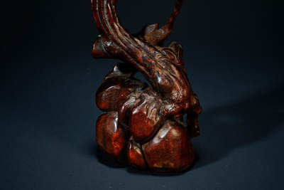 上海都达杂项专场103【全场包邮】  清代老黄杨木精雕《硕果累累》摆件95-6