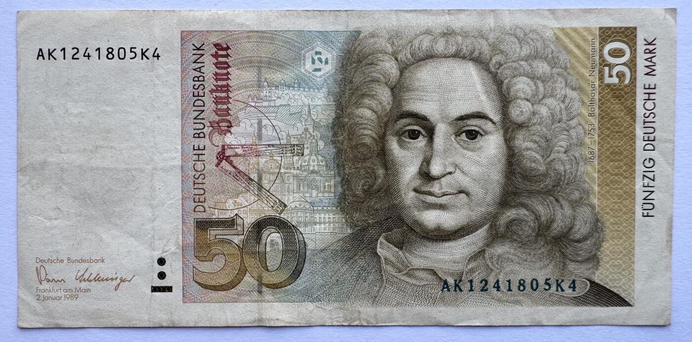 2026第6场（总第233期）：精品外钞、塑料钞靓号场  德国1989年版50马克（品如图）