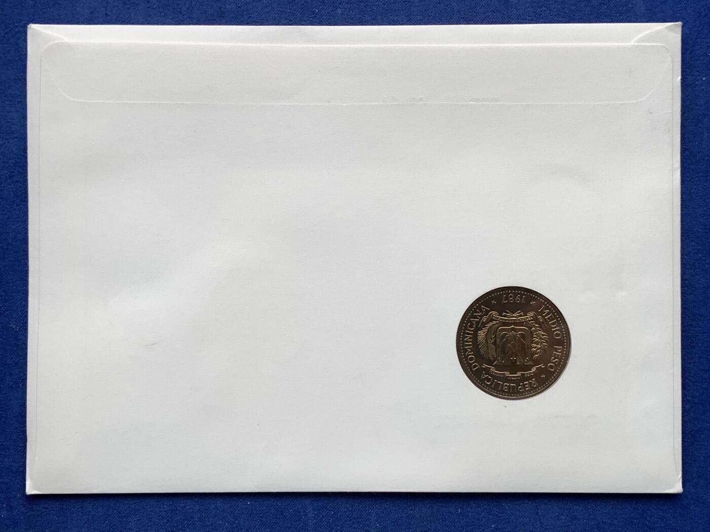 《竞宝斋》第476场 周日，周一 2场连拍 （全场包邮）欢迎送拍 邮币封 多米尼加1987年1/2比索纪念币