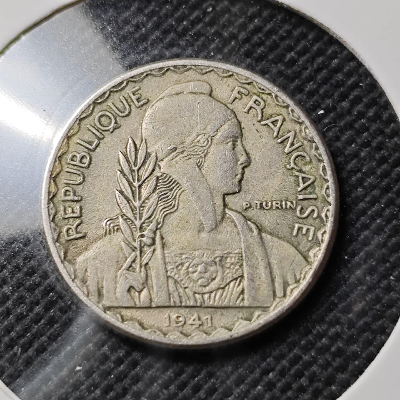 KK钱币收藏小铺  第412期 2月预留时间 周末发货 1941法属印度支那10分