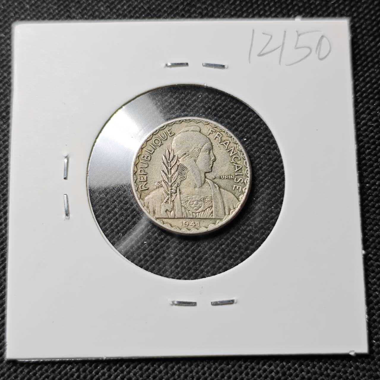 KK钱币收藏小铺  第412期 2月预留时间 周末发货 1941法属印度支那10分