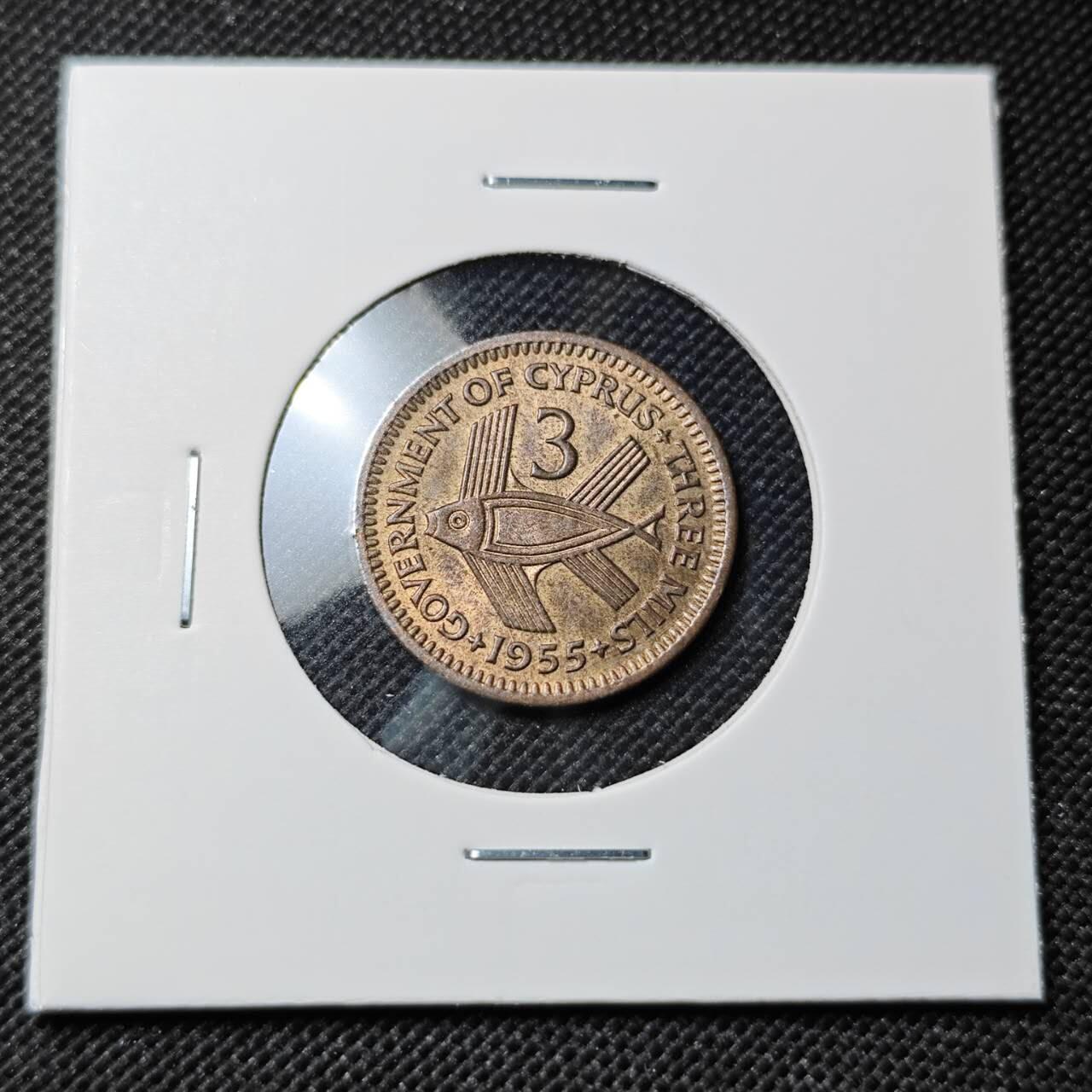 KK钱币收藏小铺  第412期 2月预留时间 周末发货  1955塞浦路斯3米尔