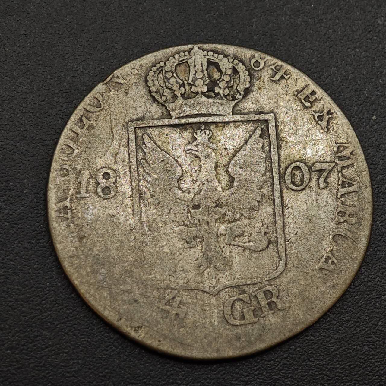 【淘币小摊】实时拍第八百八十五拍   小银币场    每周一统一发货 德国普鲁士1807年4格罗申银币