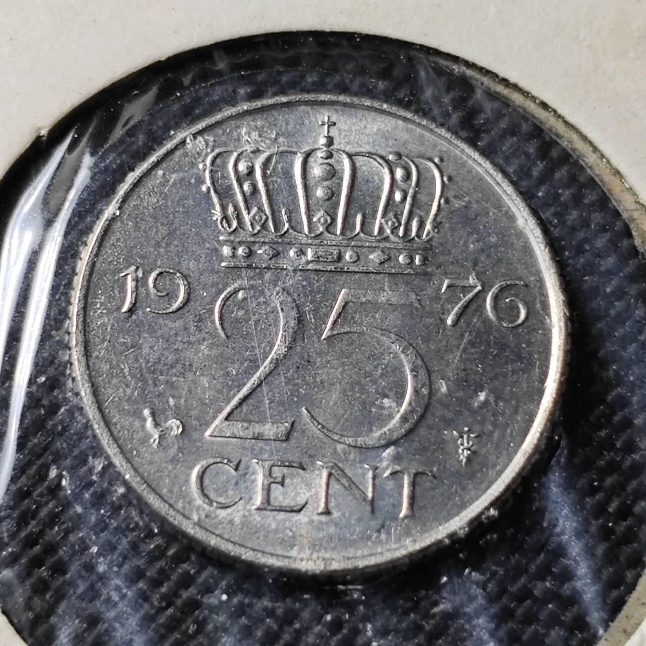 KK钱币收藏小铺  第412期 2月预留时间 周末发货 1975荷兰25分 好品