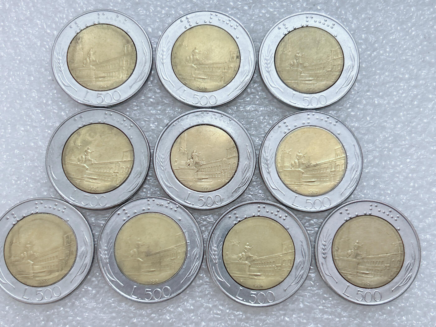 第一海外回流一元起拍收藏 散集专场  第310期 意大利500里拉双色币 10枚