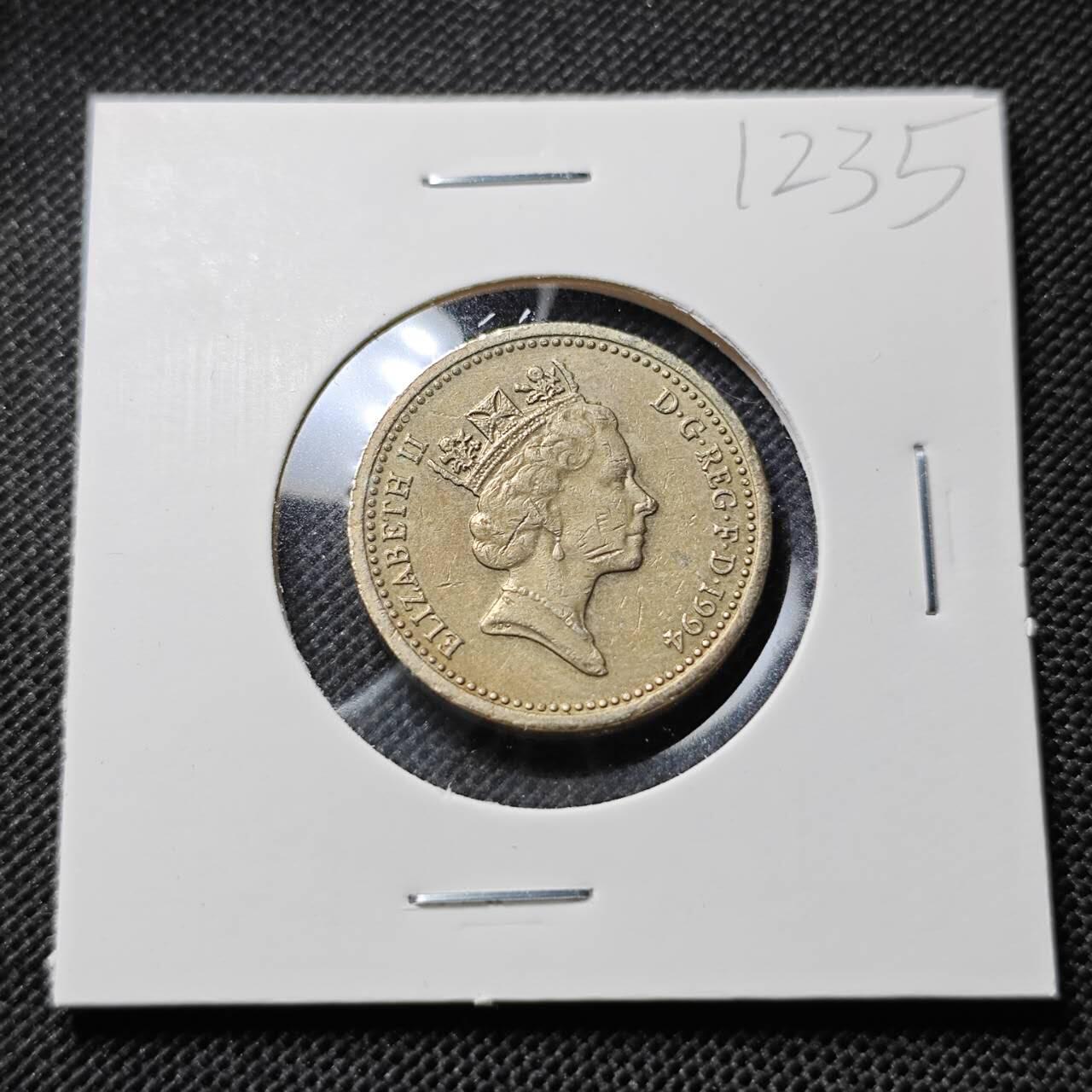 KK钱币收藏小铺  第412期 2月预留时间 周末发货 1994英国1镑  狮子