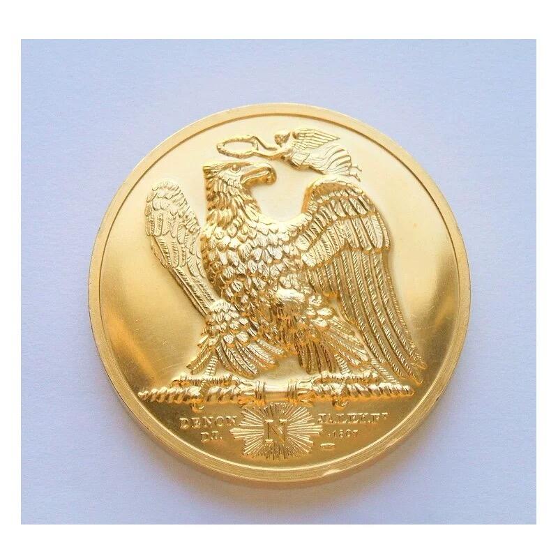 【艺术】法国艺术大章纪念1815年 拿破仑滑铁卢战役+雄鹰高浮雕精制大镀金章 40MM