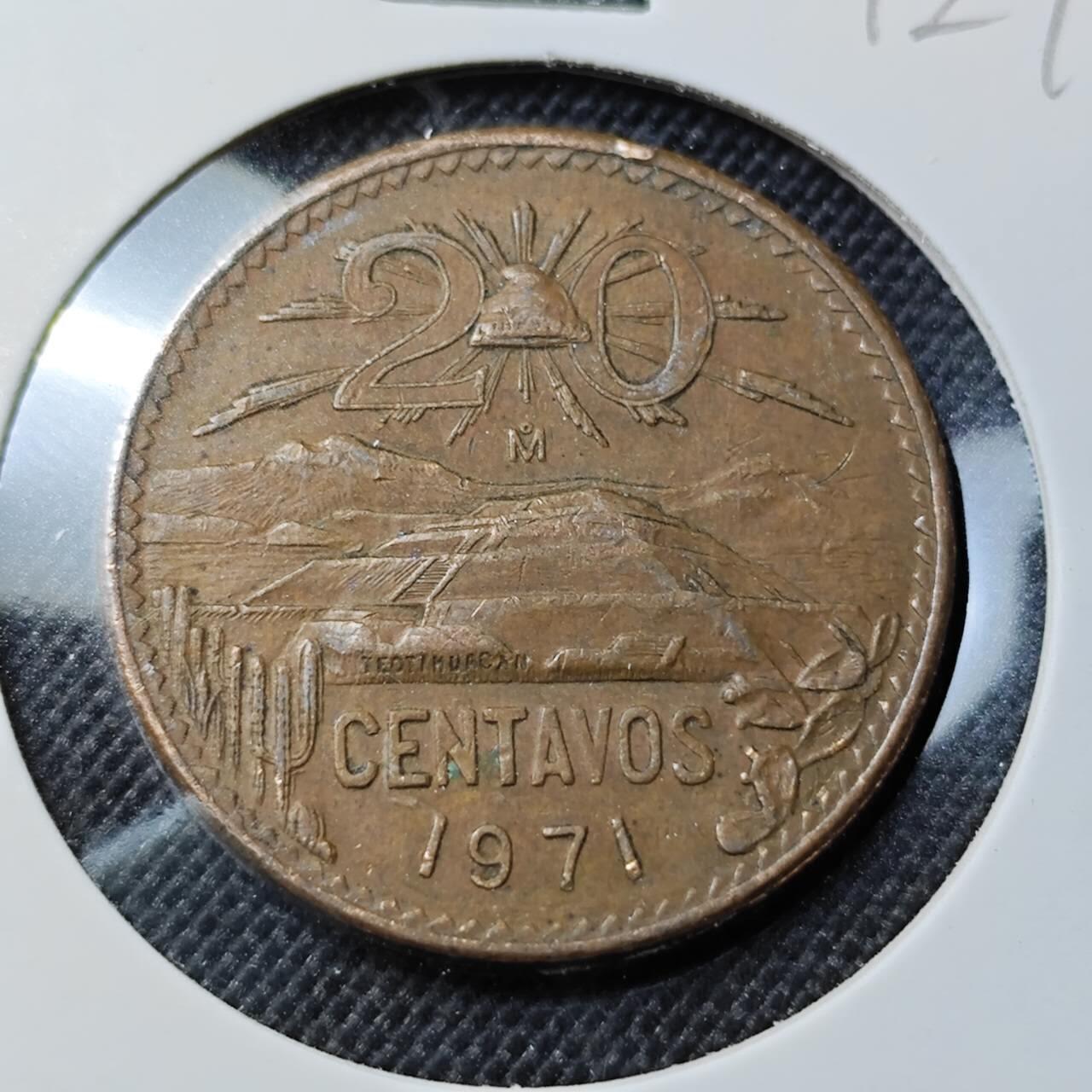 KK钱币收藏小铺  第412期 2月预留时间 周末发货 1971墨西哥20分 