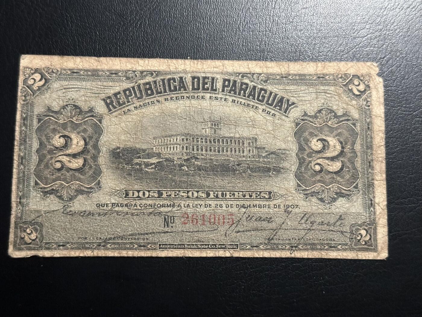丙午马年四月第一场 。本期更新了稀有大革命纸币 巴拉圭1907年2。流通品相。实钞！稀有品种！各大平台没找到参考。号码无47！