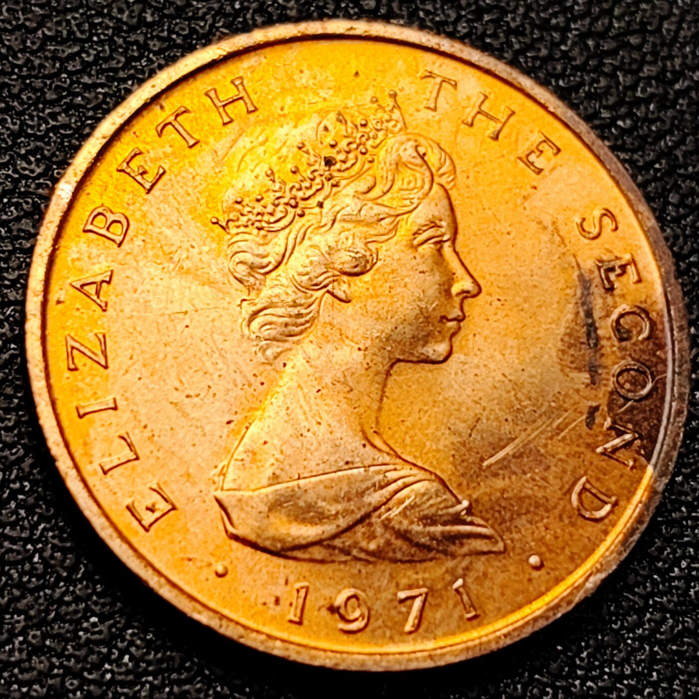 泉币菌-第218场-拍品多 请提前出价 少见 原铜光极美 十字环 1971年 英属马恩岛 曼岛 1便士青铜币 20.4毫米 