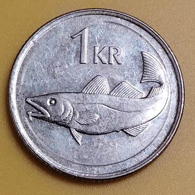 布加迪🐬～世界钱币(上海)🌾第 286 期 /  各国套币和散币 - 冰岛🇮🇸 1992年1克朗