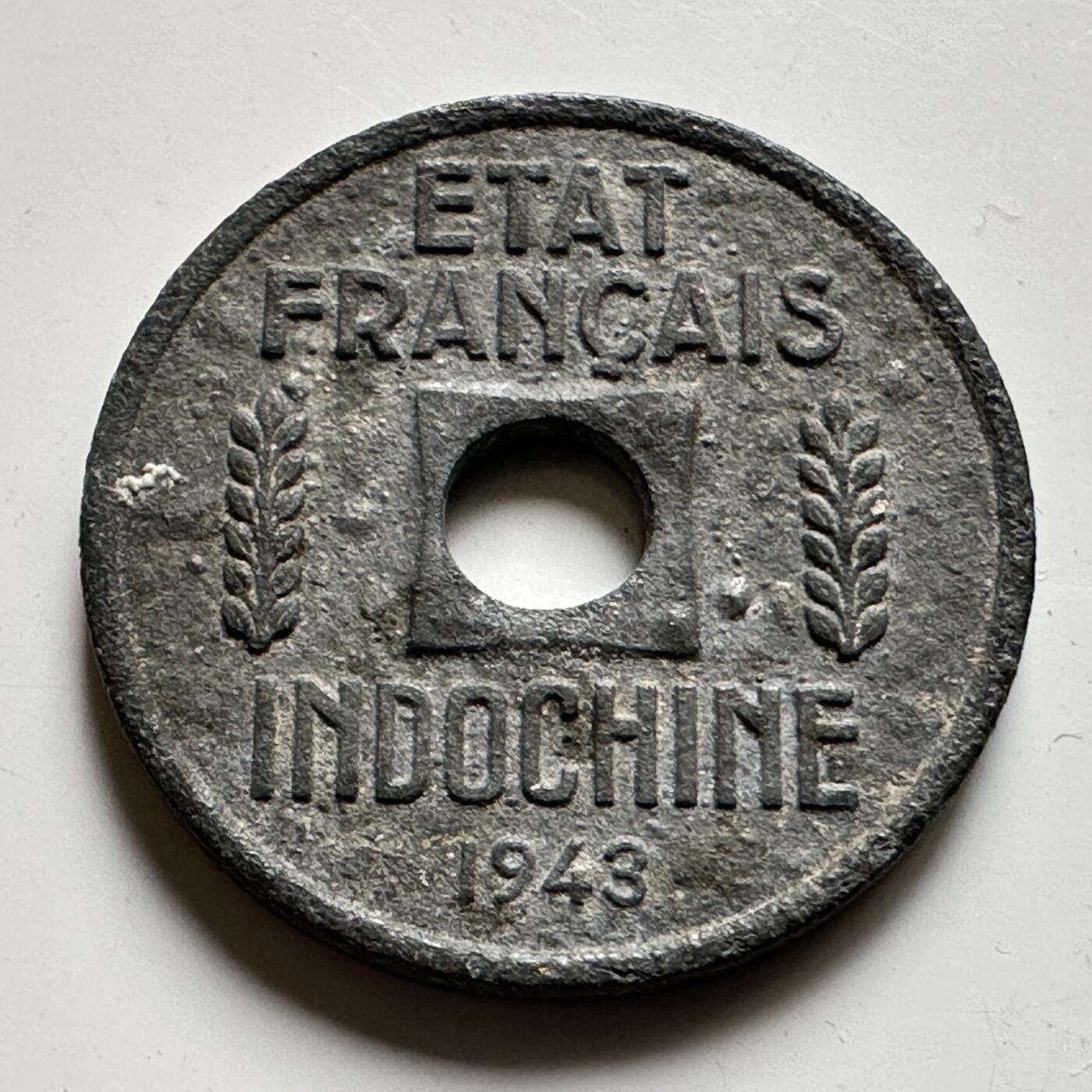 🌹外币初藏🌹🐯2026年第35场   每周二四六晚8️⃣点 接代拍 法属印度支那1943年1/4分 锌币