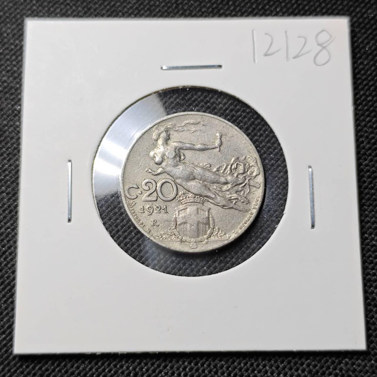 KK钱币收藏小铺  第412期 2月预留时间 周末发货 1921意大利20分 飞天女神