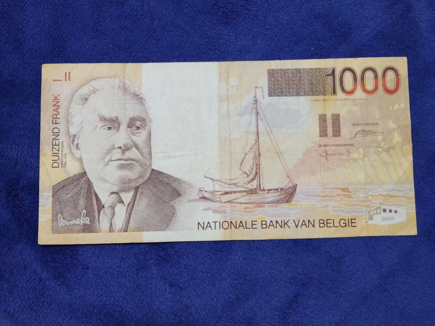 3月29号晚上8点 外国纸币自动截拍第48场 比利时1000原票美品