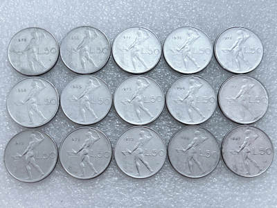 第一海外回流一元起拍收藏 散集专场  第310期 - 意大利50里拉不锈钢币 15枚