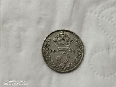 银币 - 1921年英国三便士小银币