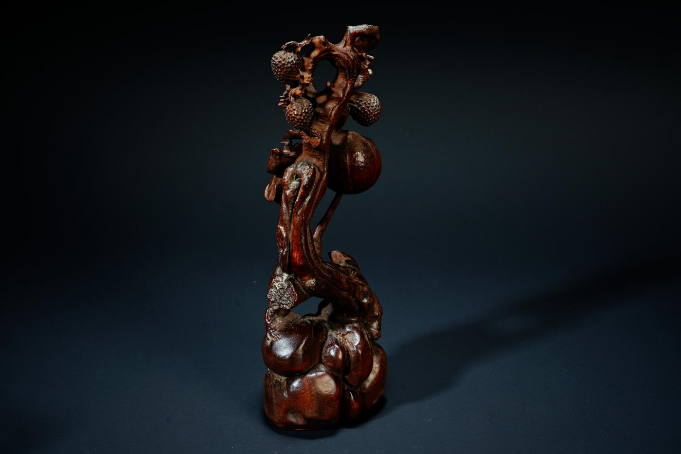 上海都达杂项专场六十七【全场包邮】 清代老黄杨木精雕《硕果累累》摆件95-6