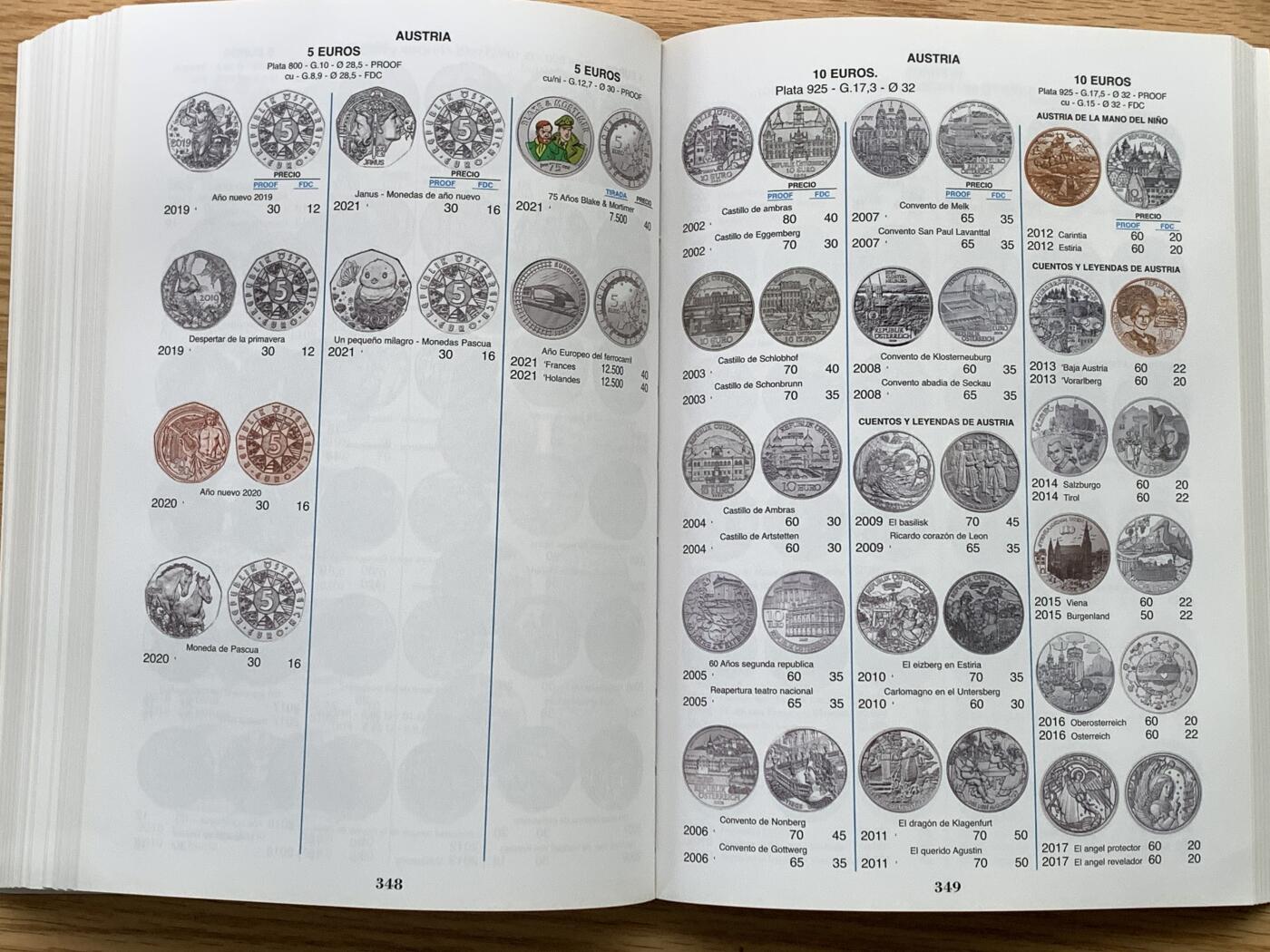《竞宝斋》第476场 周日，周一 2场连拍 （全场包邮）欢迎送拍 西班牙 2022年 钱币目录 包含属地，本土，现代币，纸币。将近500页的厚度。值得拥有 后面广告页去除，重1公斤。