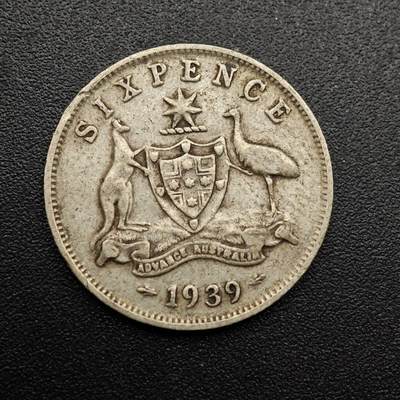 【淘币小摊】实时拍第八百八十六拍   散币场    每周一统一发货 - 澳大利亚1939年乔治六世6便士银币