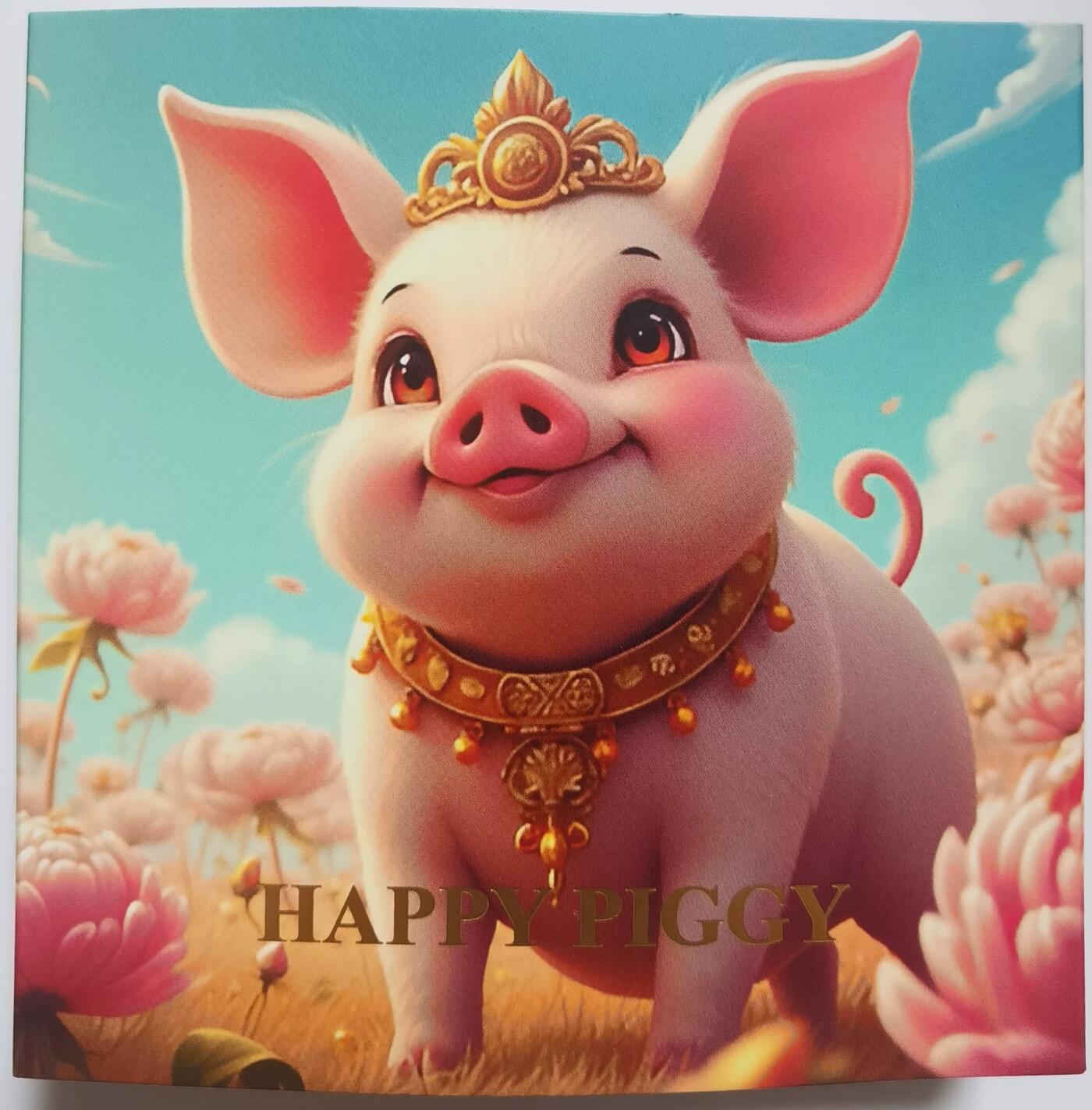 精品币专拍场 快乐小猪 萨摩亚2025年20分高浮雕镀金精制纪念铜币查尔斯带礼盒q