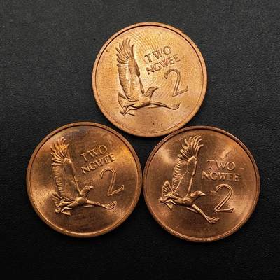 【淘币小摊】实时拍第八百八十六拍   散币场    每周一统一发货 - 赞比亚1983年2恩韦铜币2枚