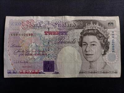 【游宝包邮场】马年第17期 精品单钞场 周日截拍 - 英国-20镑【1991版 E序列皇冠版 右上角皇冠非数字 钻石号 流通品相】