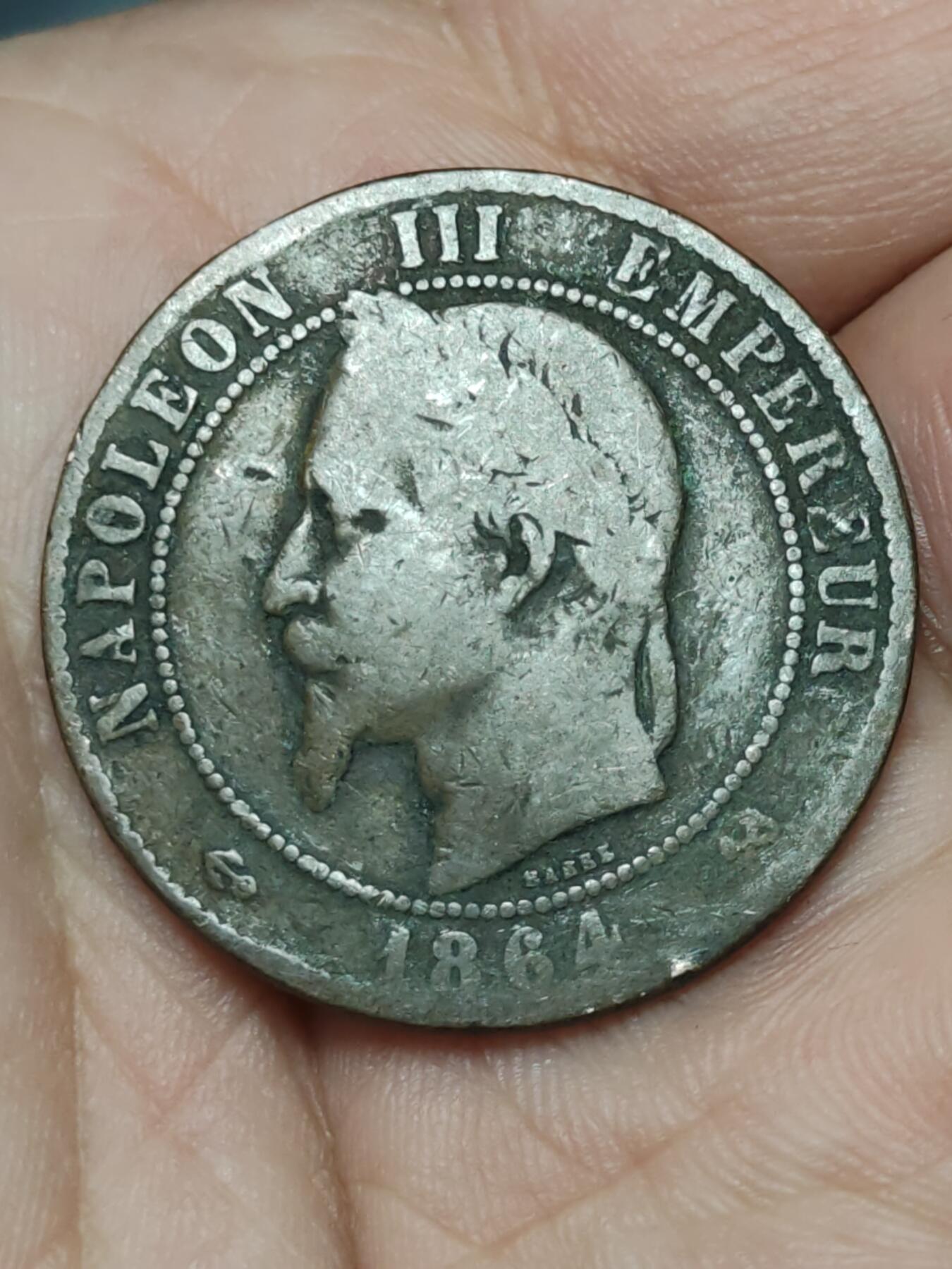 2026年第三十九场(总第二百零八场）外国好品散币场(免佣金) 法兰西第二帝国1864年10生丁(拿破仑三世第二版，K标波尔多造)