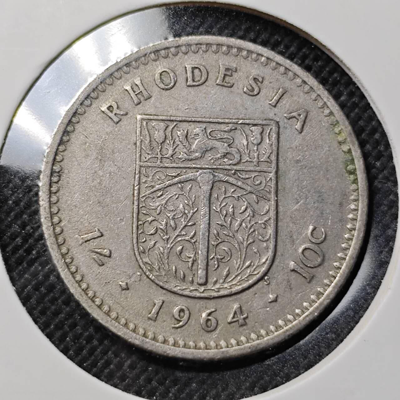 KK钱币收藏小铺  第412期 2月预留时间 周末发货   1964英属罗德西亚10分