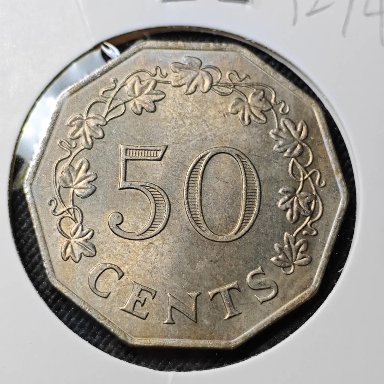 KK钱币收藏小铺  第412期 2月预留时间 周末发货 1972马耳他50分 好品