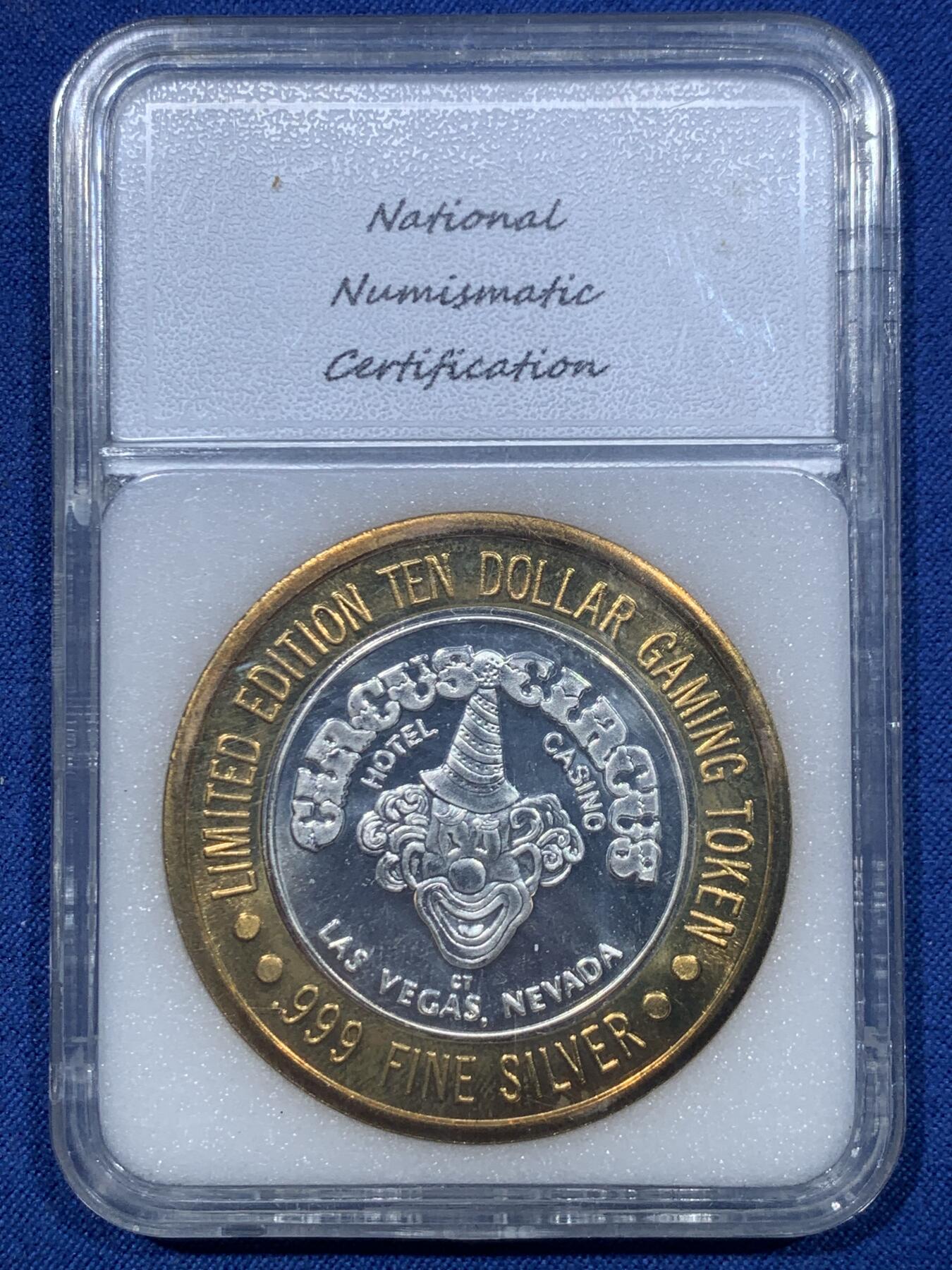 《竞宝斋》第476场 周日，周一 2场连拍 （全场包邮）欢迎送拍 拉斯维加斯赌城系列纯银代币(内芯为银直径约29mm，外圈非银材质)Mirage赌场